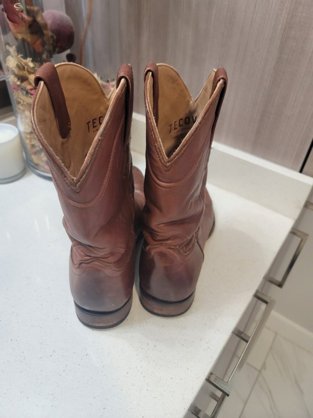 Tecovas The Earl Roper Bourbon Calfskin Leather Cowboy Boots Sz 10.5 D Men Brown - Picture 4 of 15